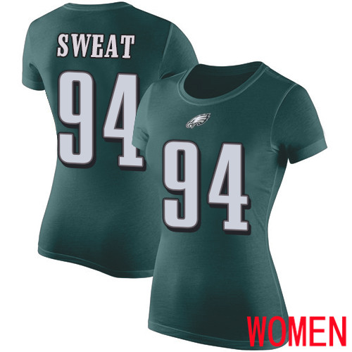 Women Philadelphia Eagles #94 Josh Sweat Green Rush Pride Name and Number NFL T Shirt->nfl t-shirts->Sports Accessory
